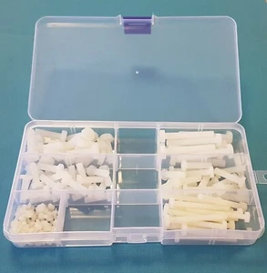 Set assortito viti/bulloni testa esagonale plastica nylon/kit 145 pezzi in scatola M3 M4 M5 M6 - Foto 1 di 6
