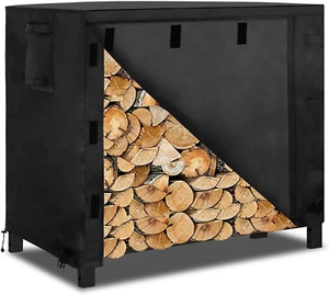Firewood Rack Cover, Black, 4FT, 420D Oxford Fabric, Waterproof, Windproof, for - Picture 1 of 8