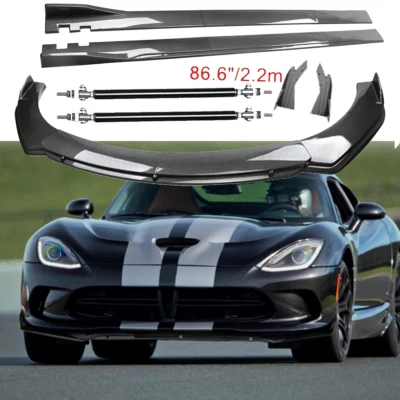 Carbon Fiber Front Bumper Lip Spoiler 86.6" Side Skirt Kit For Dodge Viper 01-17 Foto 1 de 4