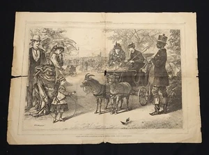 Grabado de página completa Harper's Weekly 27/09/1873 TOMANDO LAS RIENDAS Central Park - Imagen 1 de 4
