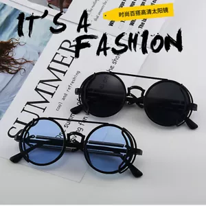 Punk Steampunk Sunglasses Retro Men's Round Punk Eyewear Women UV400 Sunglasqn - Picture 1 of 22