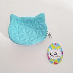 Cat Lady Box Silicone Kitty Coin Purse w/Zipper Blue New - Picture 1 of 3