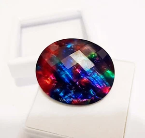 56.70 Ct Ammolite Opal-like Organic Precious Oval Gemstone Doublet Gemstone - Picture 1 of 5