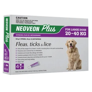 Neoveon Plus Spot-on Flea & Tick Treatment for Large Dogs 20-40kg 4 Pack - Picture 1 of 1