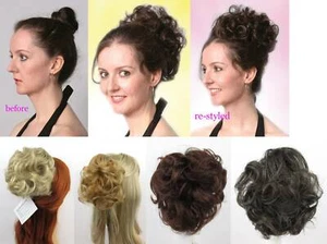 SHORT LOOSE CURLS CURLY HAIR HAIRPIECE PONYTAIL MESSY BUN HAIRDO CLAW CLIP - Picture 1 of 18