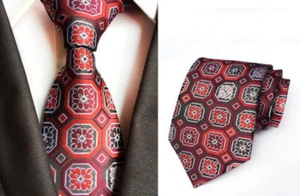 Tie Red Black Men's Handmade Necktie Wedding Formal - Picture 1 of 1