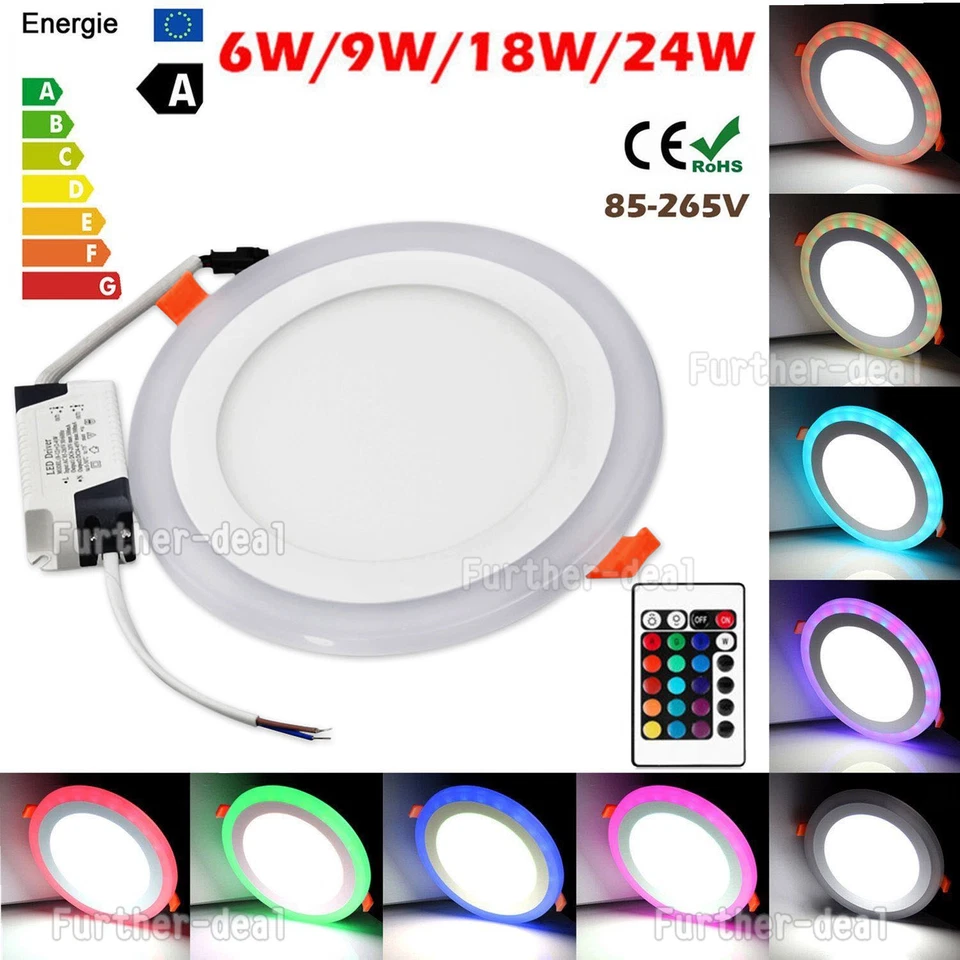 White RGB Dual Color LED Light LED Ceiling Recessed Panel Downlight Spot Lamp - Image 1 of 4