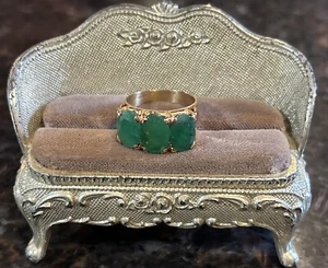 14K Yellow Gold With 4.5 Ct Oval-Cut Emerald Ring Size 8 - Picture 1 of 9