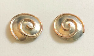 Sterling Silver Earrings Button Rose Gold Swirl James Avery? .50" 2g 925 #2642