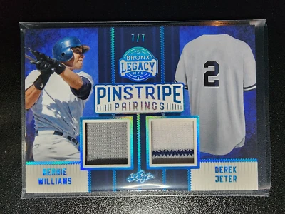 Parche BERNIE WILLIAMS DEREK JETER 2024 Leaf Bronx Legacy #7/7 usado en el juego Foto 1 de 2