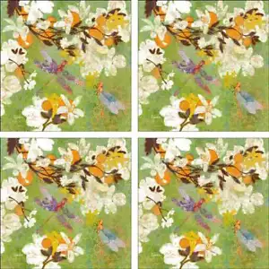 Floral Accent & Decor Tile Set Evelia Ceramic Backsplash Flower Art OB-ES186aAT - Foto 1 di 2