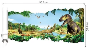 Dinosaurs Allosaurus Pteranodon Brontosaurus Scene Wall Decal Sticker 34 x 15 - Picture 1 of 1
