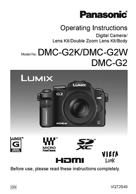 PANASONIC LUMIX DMC-G2 MANUALE UTENTE STAMPATO 212 PAGINE A5