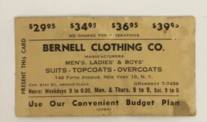 Pase de estacionamiento Bernell Clothing Company 5th Ave. New York - Imagen 1 de 3