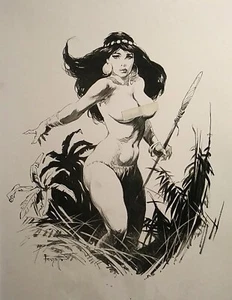 FRAZETTA , DIAN WITH SPEAR O.O.A.K. 11x14" PHOTOSTAT FROM THE ORIGINAL ART, MINT - Picture 1 of 4