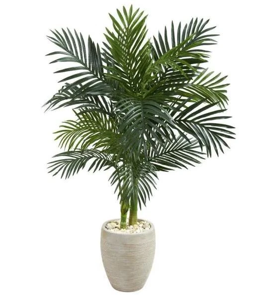 Nearly Natural 4.5’ Golden Cane Palm Artificial Tree In Oval Planter Home Decor - Image 1 of 1