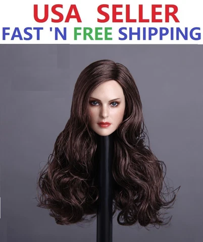 1/6 scale European American Female Head Sculpt long Hair for 12" Phicen Body Cover