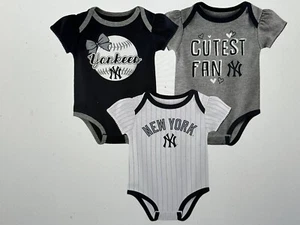 New York Yankees MLB Baby Girls' 3pk Bodysuit Set / NWT - Picture 1 of 8