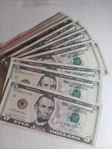 2021 5 $ Star Note UNCIRCULATED Minneapolis #QI00818303-06 & ""52 -""80+ - Bild 1 von 5