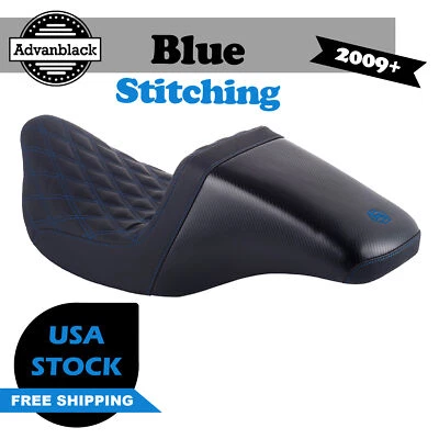 Сиденье штурмовое Advanblack синяя строчка для Harley Electra Street Road King 09+ - Изображение 1 из 4