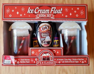 Ice Cream Float Soda Set 2 Mugs 2 Bottles Dads Root Beer A&W Dessert Topper New - Picture 1 of 2