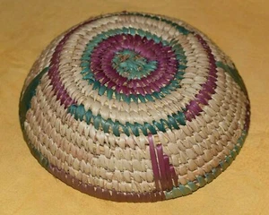 Cesta tradicional de hierba de sabana bobina tejida tribal hausa africana, Nigeria - Imagen 1 de 2