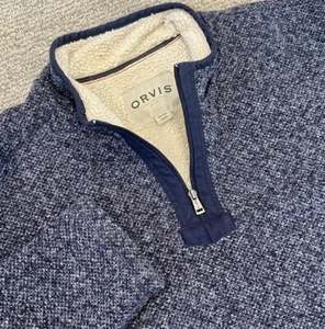 Orvis Classic Collection Sherpa Lined 1/4 Zip Jacket Blue Mens Size 2XL XXL - Picture 1 of 9