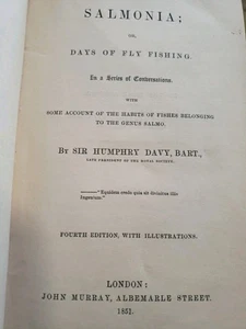 Salmonia Or Days of Fly Fishing By Sir Humphry Davy Bart, 1851 4th Ed HC - Picture 1 of 22