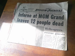 MGM Hotel Burns November 21st 1980 Review Journal newspaper - Picture 1 of 5