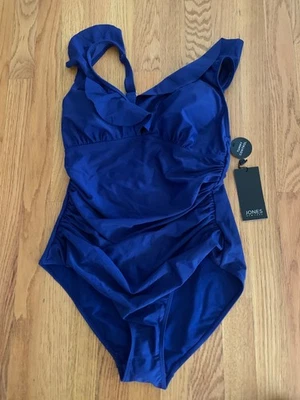 Traje de baño Jones New York con volantes de una pieza Bellwether azul talla L precio de venta sugerido por el fabricante 75 USD Foto 1 de 4
