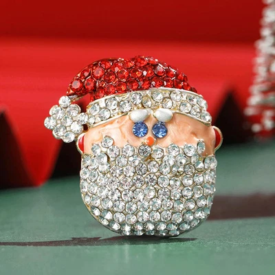 Merry Christmas Santa Claus Brooch – Festive Holiday Enamel Pin with Red Gift - Image 1 of 4