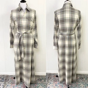 NWT Polo Ralph Lauren Maxi in Blue Yellow Gray Plaid Cotton Blend Shirt Dress 8 - Picture 1 of 15