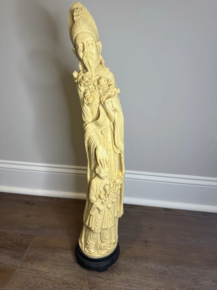 Estátua de resina/mármore detalhada imperador chinês Qianlong 25,5" pesada - Imagem 1 de 4