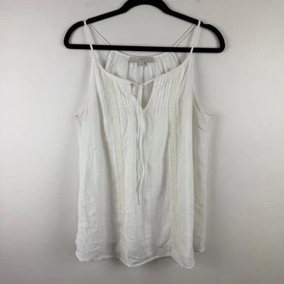 LOFT Ann Taylor Women’s M Cream Cami Top Cotton Lace Boho Summer Lightweight - Image 1 of 4