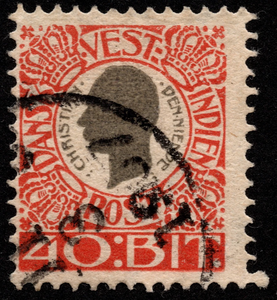 Sello de las Indias Occidentales Danesas Scott # 35 usado bien con Town Cancelar 40b Christian IX Foto 1 de 1