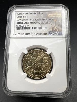 2018 P $1 American Innovation George Washington Dollar NGC BU #019 - Image 1 of 4