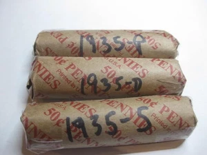 3 rolls  ( 150 coins ) 1935-D,,35-D,35-S   Lincoln cents avg. cir's - Picture 1 of 1