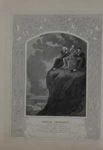 Antique Religious Art Amalek Defeated 1860 Engraving Christian History - Picture 1 of 8