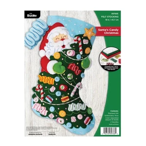 18 Felt Applique Stocking Kit, Santas Candy Christmas, DIY, Arts, Crafts - Picture 1 of 7