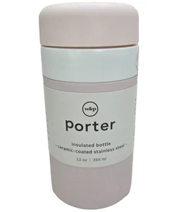 W & P Porter Ceramic-Coated Stainless Wide Mouth Pink Water Bottle New 12 Oz - Picture 1 of 5
