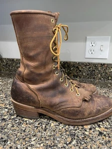USA Handgefertigte Nitro Sohle Holzfäller Vintage Herren Größe 9 Braun Leder Stiefel - Bild 1 von 12