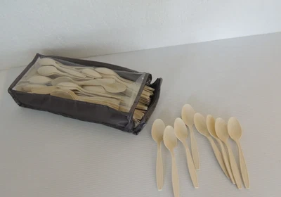 100 Piezas Utensilios Cuchara Desechable Marrón Claro Plástico Pesado Foto 1 de 4