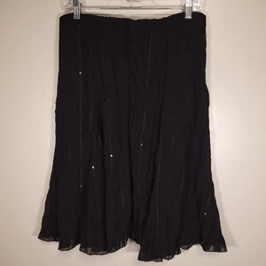 NYCC Größe 12 schwarz Pailletten gefüttert durchsichtig elastische Taille Rock 32"+ x 25" - Bild 1 von 6