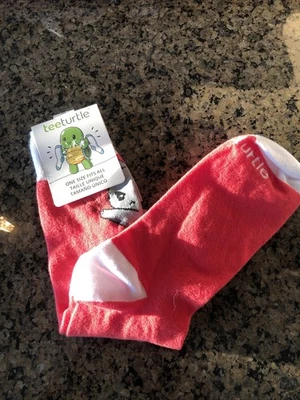 Calcetines TEETURTLE OS rojo/blanco con gato gris unisex Foto 1 de 4