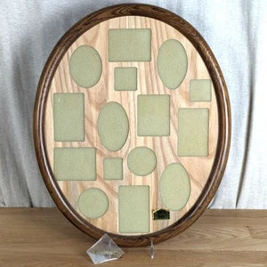NOS Vintage Sunlight Solid Oak Collage Photo Frame Unused Boxed 15 Openings - Picture 1 of 7