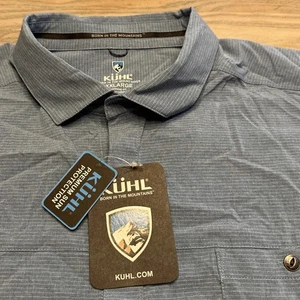 NEW Kuhl Marin Blue Optimizr Shirt Mens XXL Short Sleeve Button Up UPF 40 - Picture 1 of 21