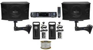 (2) Rockville KPS10 10" Karaoke Speakers+Bluetooth Amp+Wall Mount Brackets+Mics - Picture 1 of 12