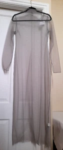 Zara Flieder Grau Transparent Mesh High Neck Maxi Lagenlook Kleid S UK 10 NEU - Bild 1 von 14