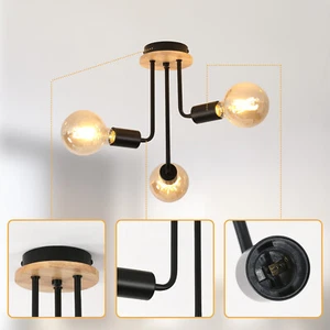 Retro Vintage Deckenleuchte Metall Schwarz E27 Deckenlampe Esszimmer Küche Flur - Bild 1 von 7