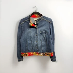 Vintage Baby Phat Damen Stretch dunkle Waschung Druck Detail Denim Jacke Bündchen 1X/XL - Bild 1 von 11